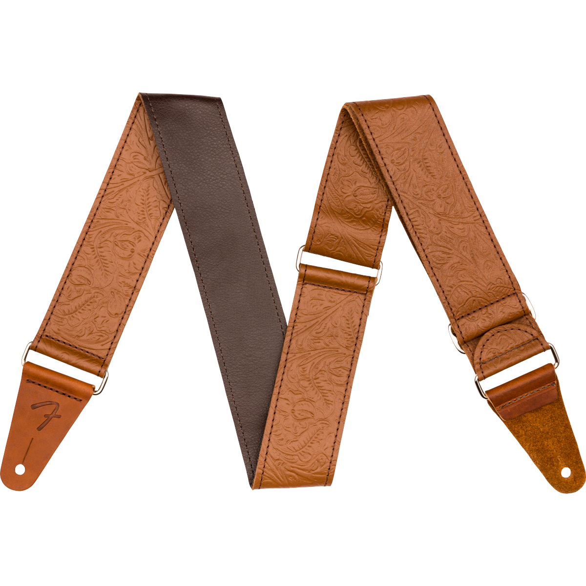 Tooled Leather Guitar Strap 2 Brown